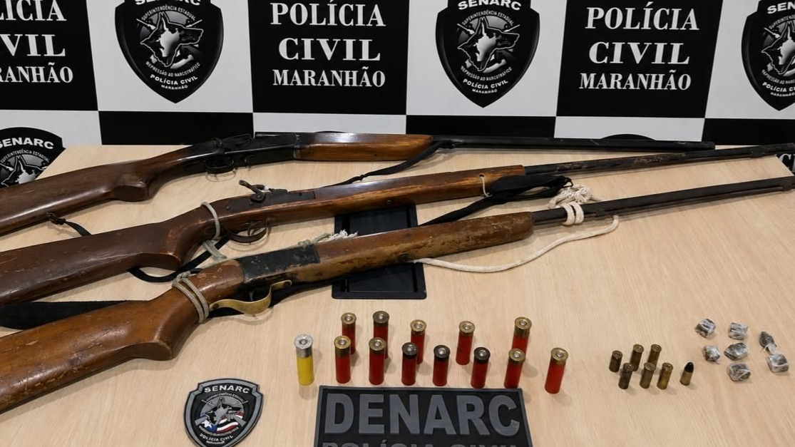 Armas, drogas e 2 pessoas presas em operação das polícias de Timon e Caxias