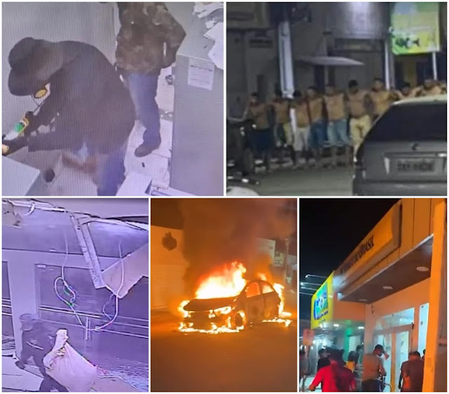 Assista aos vídeos: Bandidos fazem reféns e assaltam duas agências bancárias no Maranhão