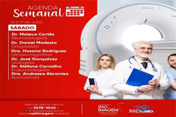 Confira os médicos que estarão atendendo neste sábado (17) na Rad Imagem de Timon